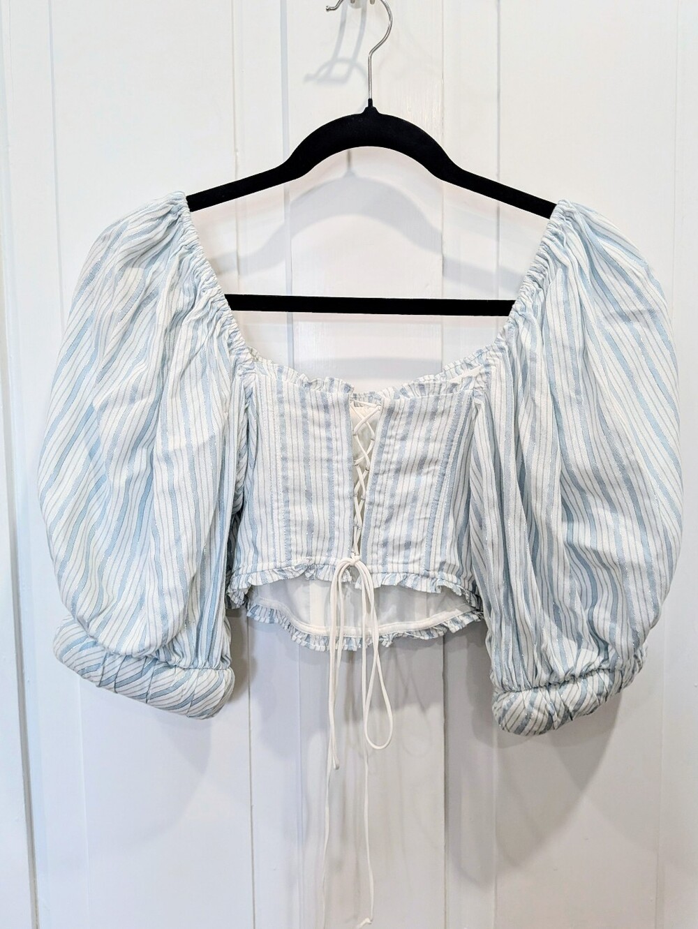 NWT for Love And Lemons The Leslie Puff Sleeve Striped Crop Top | Small - Picture 5 of 6